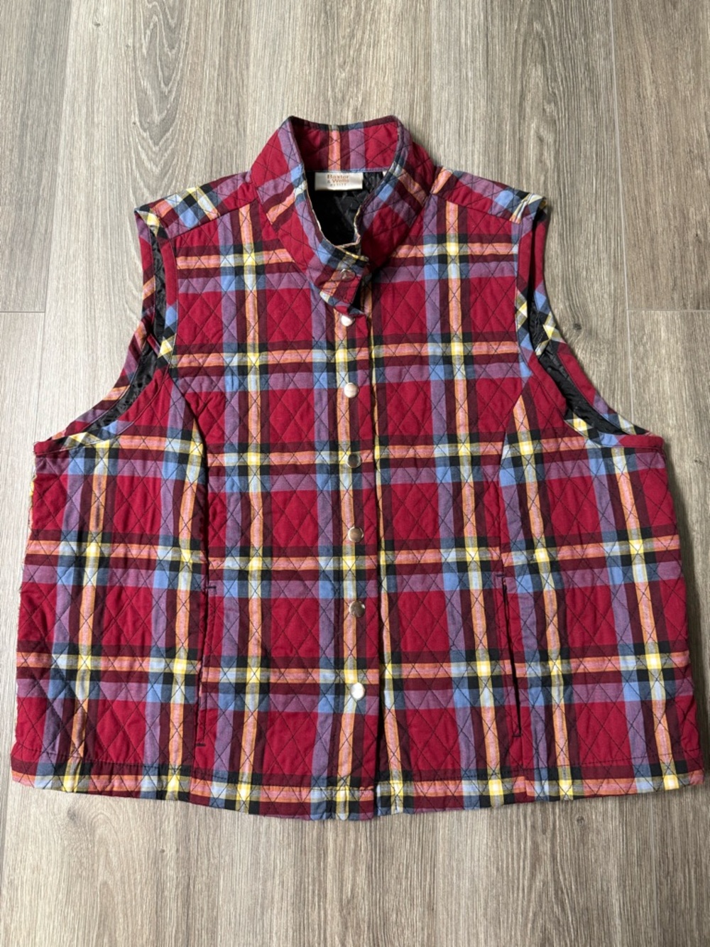 Baxter & Wells Snap Front Quilted Red Plaid Vest Petite XLP